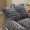 Giant Plush Bean Bag Chair For Adults With Armrests And Footstool, Comfy Corduroy Chaise Lounge - Gray - Image 5