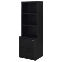 Multifunctional Bookcase With 3 Open Shelves And Secure Locking Mechanism - Black