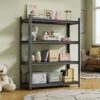 4 Layer Metal Storage Rack, Garage Shelves, Adjustable Height Partition - Black - Image 9