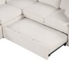 Chenille Sectional Sofa Convertible Pull Out Bed With Storage Ottoman & USB Ports - Beige - Image 7