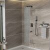 12" Ceiling Mount Square Shower System With Waterfall Tub Spout And Rough In Valve - Matte Black - Image 2