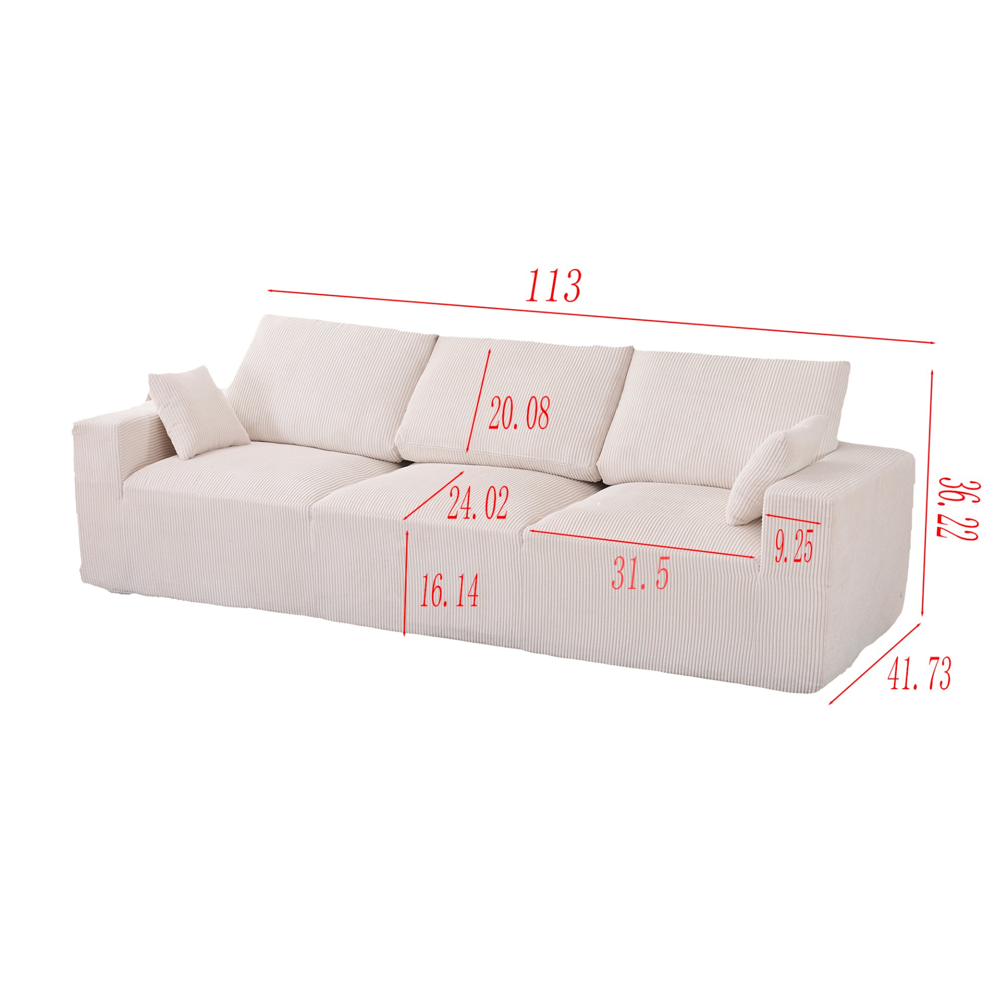 Modular Sectional Sofa, L Shape With Extra Wide Seat Cushion, USB And Type C Charger, Petal Armrest Design, Free Movement Ottoman - Beige / White - Image 25