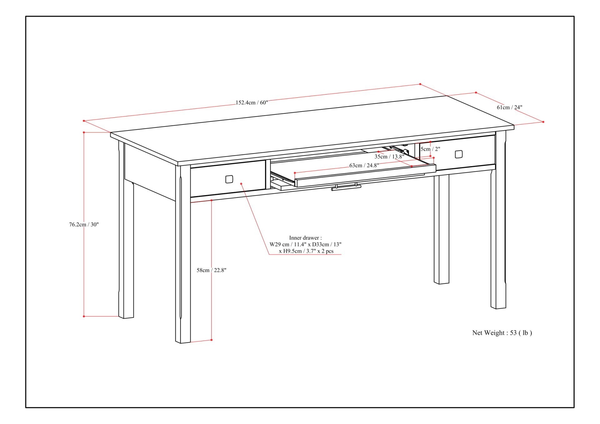 Avalon - Large Desk - Tobacco Brown - Image 6