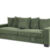 Luxe Corduroy Sofa With 5 Matching Toss Pillows, Sleek Design, Spacious And Comfortable 3 Seater Couch - Dark Green - Image 3