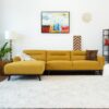 Ella - L Shaped Linen Left Sectional Couch - Yellow - Image 2