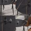 Modern Artificial Stone Round Dining Table With Metal Legs, Can Accommodate 6 People - Black - Image 5