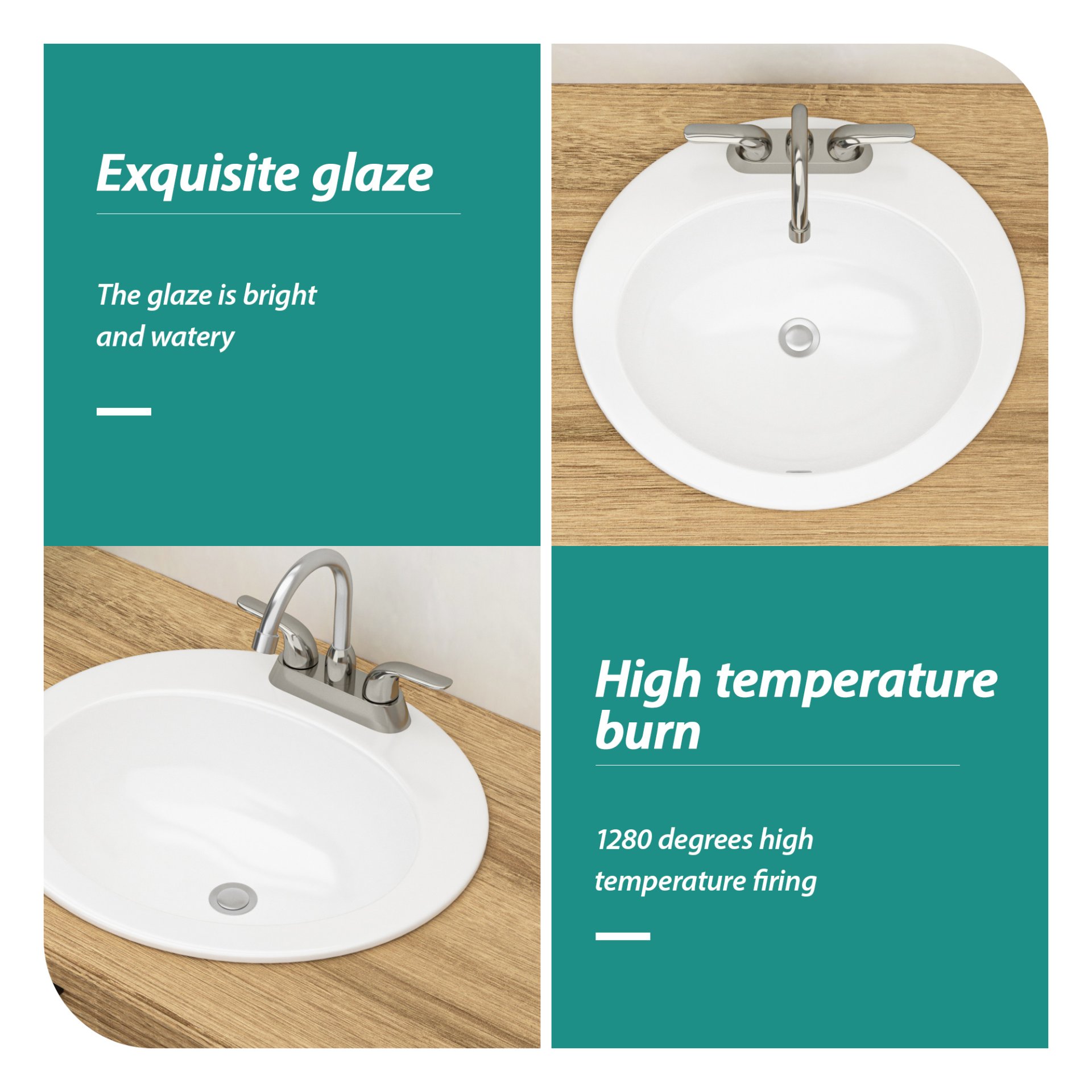 20 X 18" Modern Ceramic Oval Undermount Bathroom Sink With 3 Faucet Holes - White - Image 7