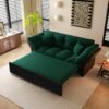 Queen Pull Out Sofa Bed, 3 In 1 Convertible Sleeper Tufted Sofa With 2 Soft Pillows - Green - Image 5