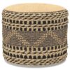 Stella - Round Woven Pouf - Natural / Black - Image 8