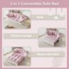 Queen Pull Out Sofa Bed, 3 In 1 Convertible Sleeper Tufted Sofa With 2 Soft Pillows - Pink - Image 15