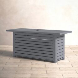 Steel Propane / Natural Gas Outdoor Fire Pit Table With Lid - Gray