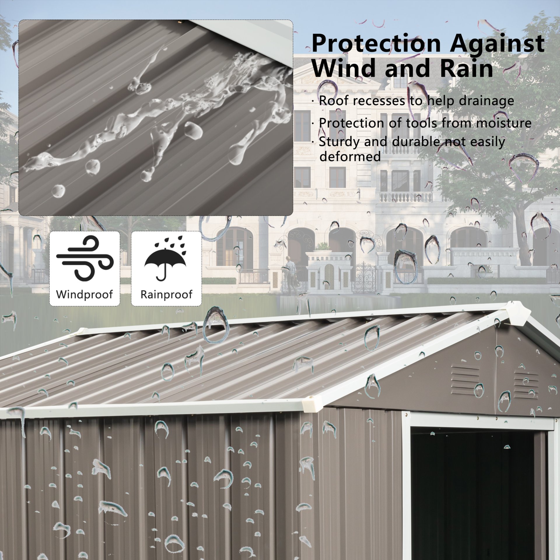 6Ft x 5Ft Outdoor Metal Storage Shed - Gray - Image 6