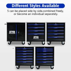 5 Drawer Multifunctional Tool Cart With Wheels - Black / Blue