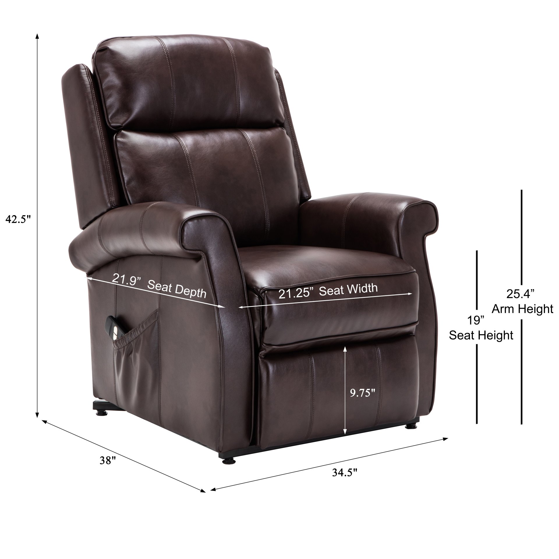 Landis - Lift Chair With Electric Recline Function - Brown - Image 3
