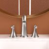 Widespread Bathroom Faucet With Pop Up Drain - Brushed Nickel - Image 4