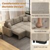 L-Shape Sofa Bed Pull-Out Sleeper Sofa With Wheels, USB Ports, Power Sockets For Living Room - Khaki - Image 9