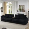 Modern 4 Seater Corduroy Sofa Couch With USB Ports And Hidden Storage - Black - Image 4