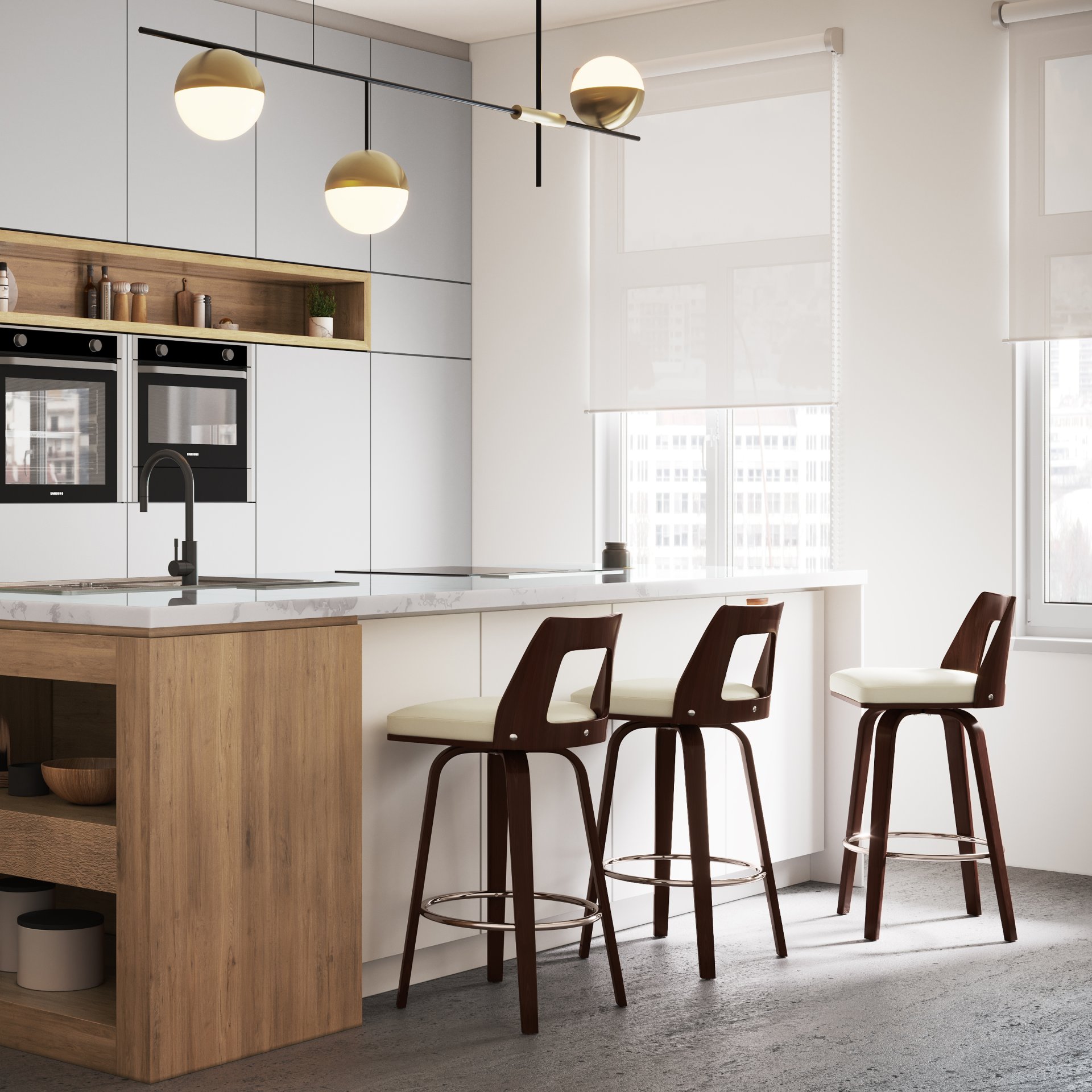 Ellison - Bentwood Swivel Bar Stool (Set of 2) - Cream - Image 10