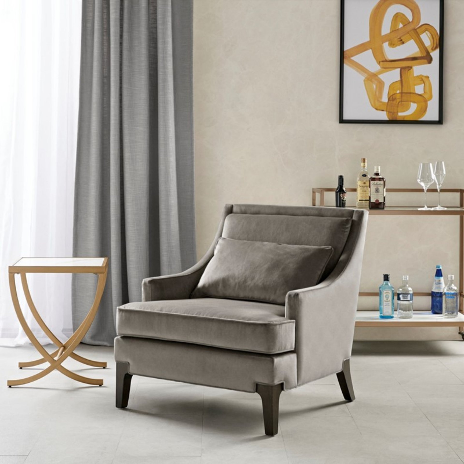 Anna - Accent Arm Chair With Pillow - Light Gray - Image 2