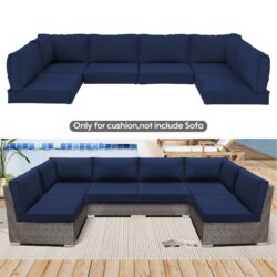 Outdoor Deep Seat Cushion Set For Patio Furniture, Polyester Replacement Pads - Navy Blue