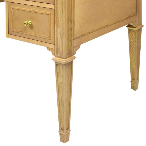 Dauphin - Gold Accent 5 Drawer Executive Desk - Natural Brown