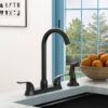 Kitchen Sink Faucet With 2 Handles And Pull Out Side Sprayer - Matte Black - Image 5