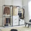 Fiona - Contemporary Wood And Metal Walk In Closet With 3 Drawers - White - Image 2