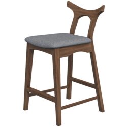 Hester - Solid Wood Upholstered Square Bar Chair (Set of 2) - Fabric - Gray