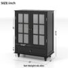 Buffet Cabinet With Double Glass Doors And Drawer, Storage Sideboard - Black - Image 3