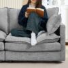 Contemporary Modular Sectional Sofa Shaped Couch Set With Movable Ottoman Chenille - Gray - Image 8