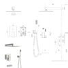 Square Shower System With Waterfall Tub Spout And Rough In Valve, Wall Mounted, Stainless Steel And Brass - Brushed Nickel - Image 3
