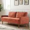 Sofa, European Style With Sleek Design, Modern & Vintage Flair, Upholstered 3 Seater Couch - Red Orange - Image 8