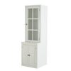 Retro Style Hutch Cabinet With Single Glass Door, China Cabinet For Home, Office, Or Studio - White - Image 11