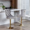 Thick Golden Swivel Velvet Barstools Adjusatble Seat Height From 25-33", Modern Upholstered Bar Stools With Backs Comfortable Tufted For Home Pub And Kitchen Island (Set of 2) - Gray - Image 18