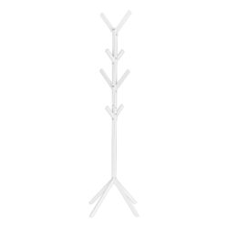 Coat Rack, Hall Tree, Free Standing, 8 Hooks, Entryway, 70"H, Contemporary & Modern - White