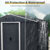 8Ft X 4Ft Outdoor Metal Storage Shed With Sliding Door And Foundation For Backyard, Patio, Lawn - Black / White - Image 6