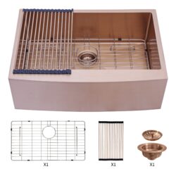 Farmhouse Sink 30" Kitchen Sink Stainless Steel Apron Front - Rose Gold
