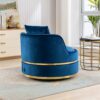 360 Degree Swivel Accent Chair With Seat Cushion, Over Sized Upholstered Barrel Chair - Blue - Image 25