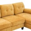 Modern U Shaped Sectional Sofa With Dual Chaise Lounges, Storage Pockets And Armrest Pillows - Yellow - Image 18
