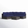 Outdoor Sectional Sofa Set With 11 Cushions, Glass Coffee Table, 4 Person - Brown - Image 4