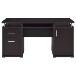 Office Computer Desk With 2 Drawers, Adjustable Shelf, Slide Out Keyboard Tray - Cappuccino