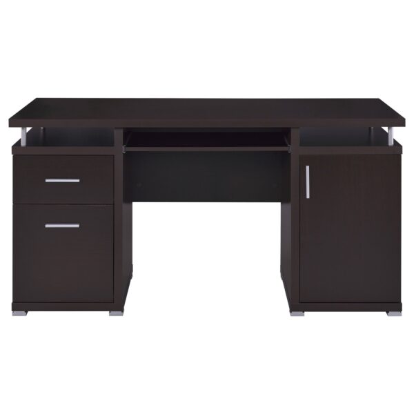 Office Computer Desk With 2 Drawers, Adjustable Shelf, Slide Out Keyboard Tray - Cappuccino