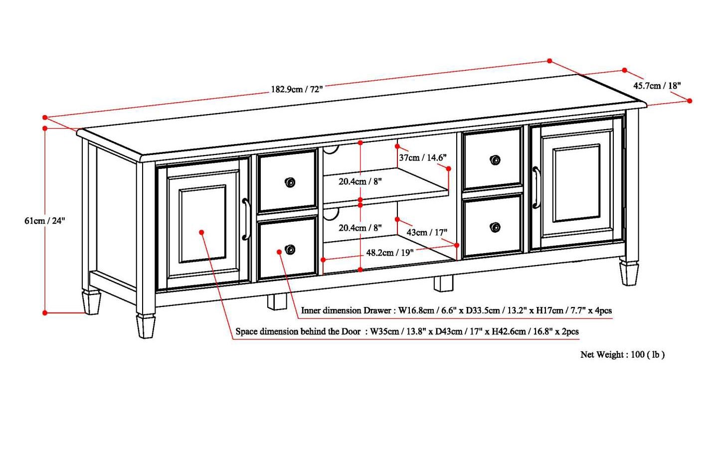 Connaught - Wide TV Stand - Antique White - Image 2