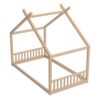 Twin Size Montessori Style House Bed For Kids, Floor Bed Frame With Headboard And Footboard, Fence Bed For Girls, Boys, Slat Not Included - Natural - Image 6