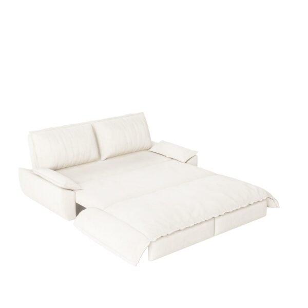 Queen Pull Out Sofa Bed, 3 In 1 Convertible Sleeper Sofa Multifunctional Velvet Loveseat Bed - Beige