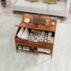 Rustic Flip Top Coffee Table With Hidden Storage - Black / Brown - Image 11