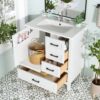 30" Bathroom Vanity With Sink Set, Storage Cabinet, Soft Close Drawers & Removable Tray - White - Image 5