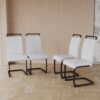 Modern Dining Chairs With High Back Upholstered Design Metal Legs, (Set of 4) - White - Image 5
