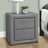 Nightstand, Storage Drawer, Upholstered, Transitional - Gray - Image 11