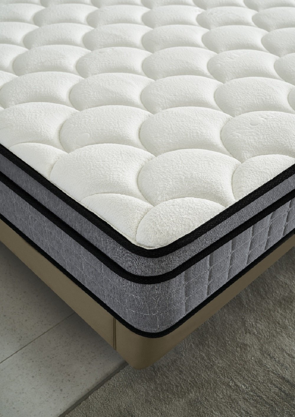 12" Queen Hybrid Mattress A Box, Pillow Top Bed Cushion With Gel Infused Memory Foam, Breathable And Hypoallergenic, Medium Firm For Lumbar Support - White / Gray - Image 3